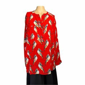 Banana Republic Red Bird Print Blouse – Size L
